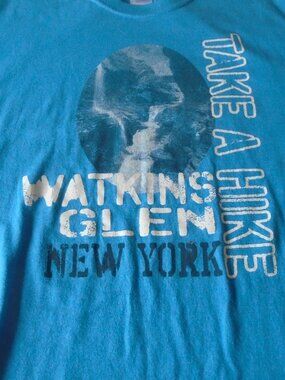 watkins new york t shirt blue mens large take a hike BIN P2